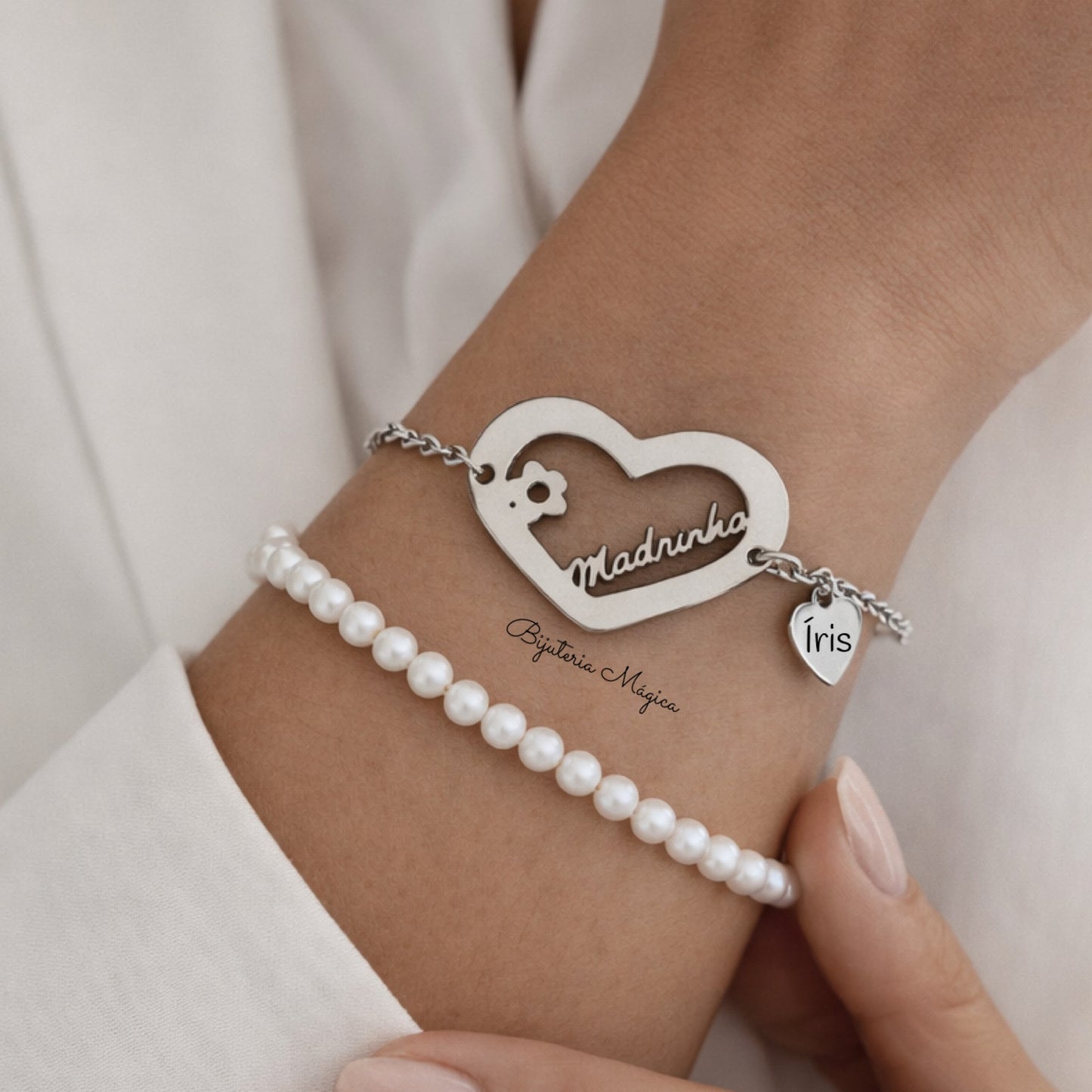 Pulseira Coração Madrinha com Nome Personalizado