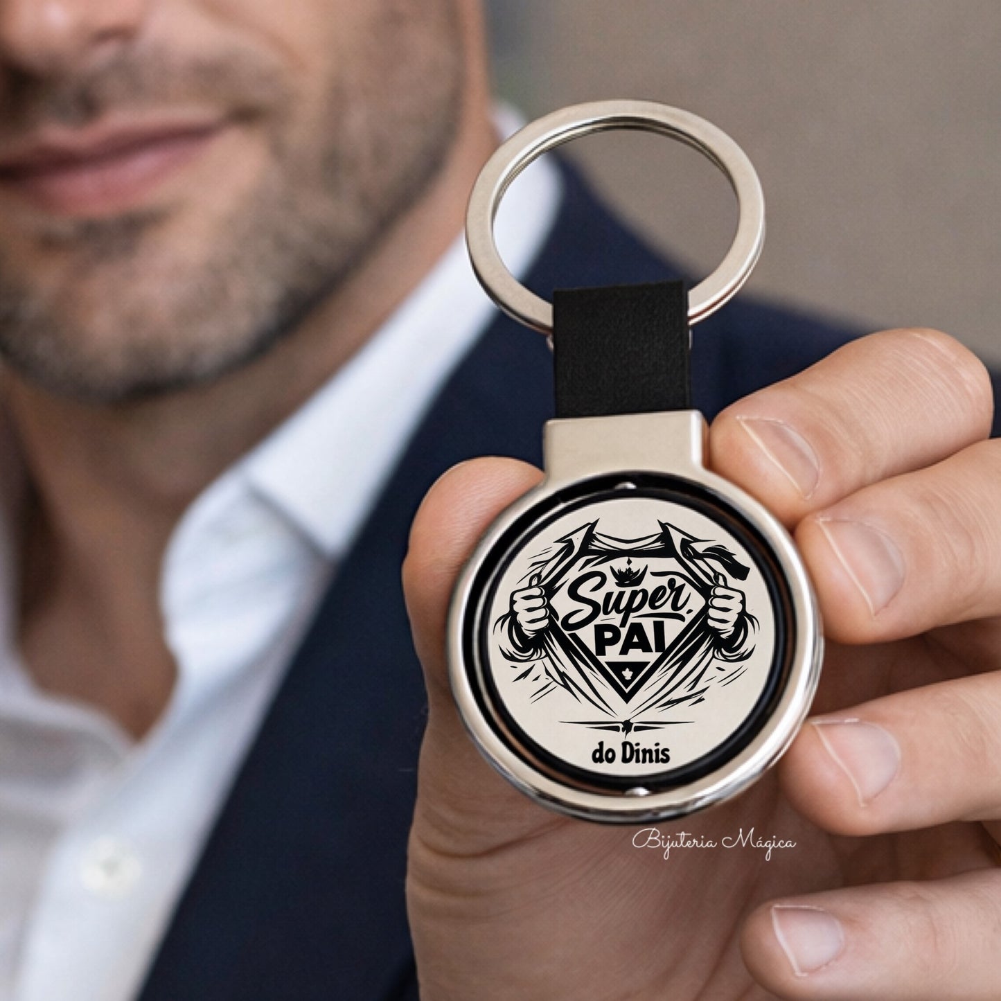 Super Dad Rotating Medal Keyring