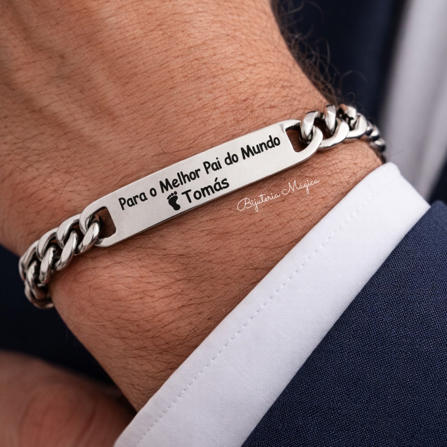 Pulseira Pai Personalizada – Aço Inoxidável