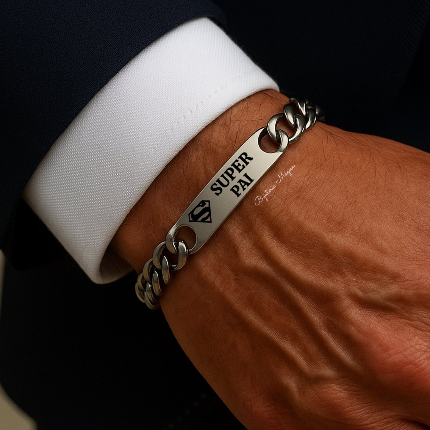"Super Dad" Chain Bracelet - Stainless Steel