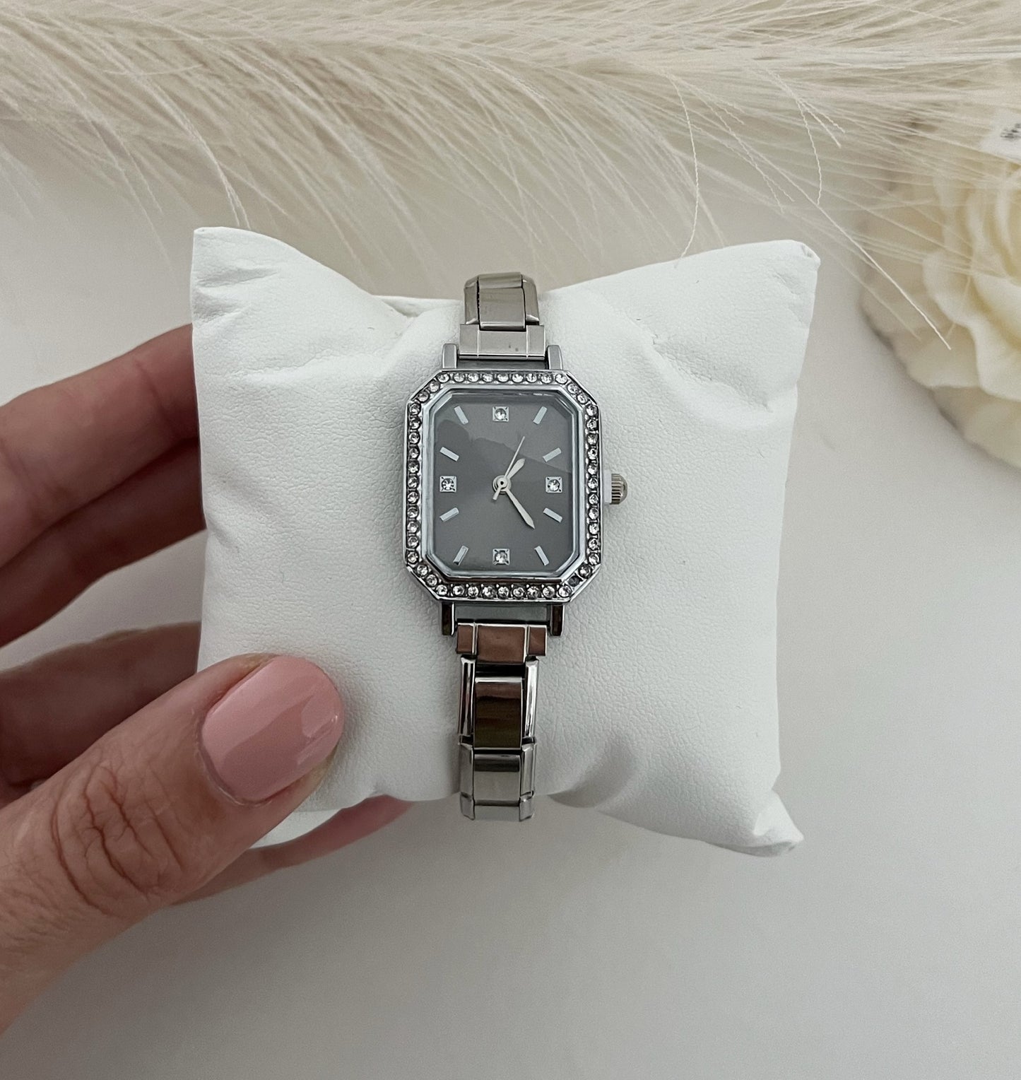 Relógio Square Elastic Prateado