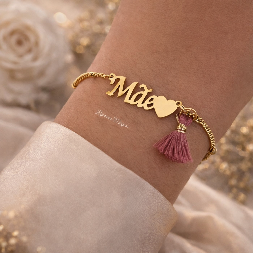 Pulseira Mãe com Coração Dourado