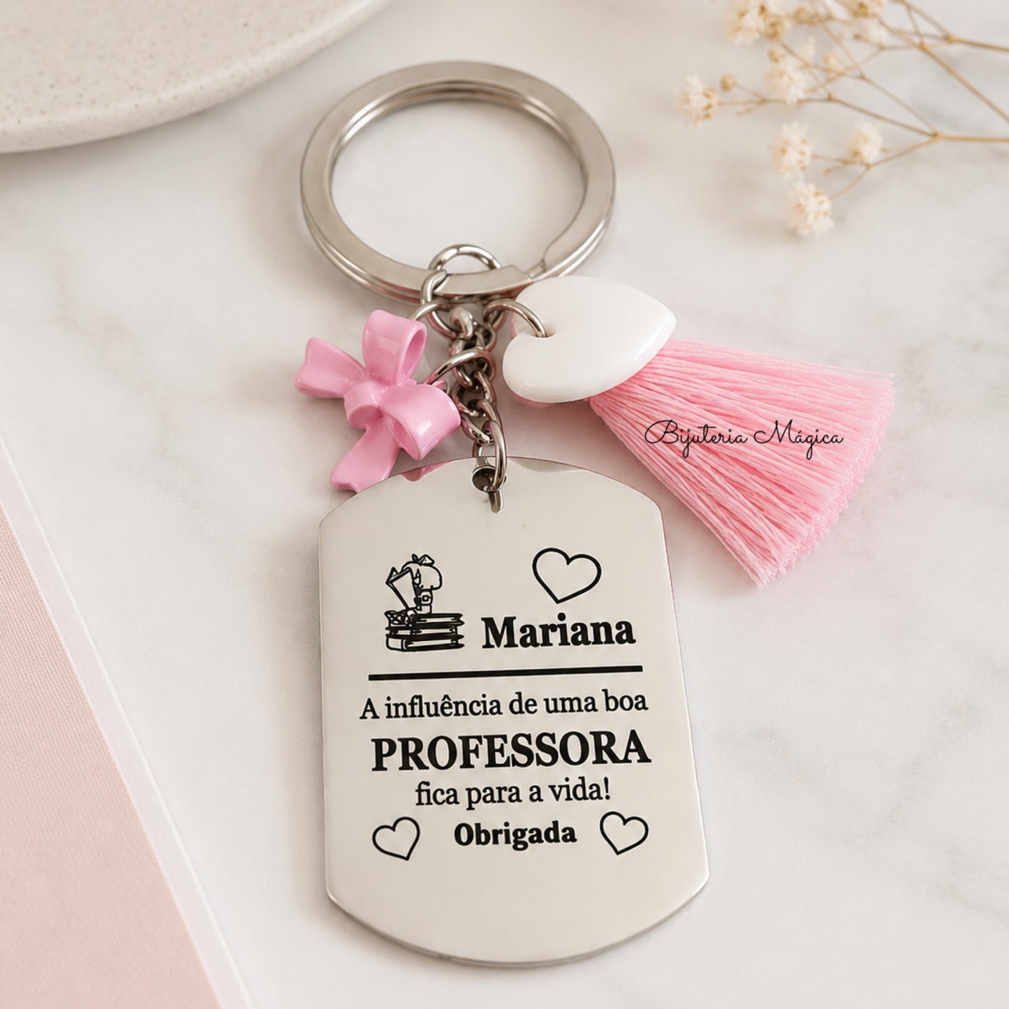 Porta-Chaves Personalizado em Aço para Professora