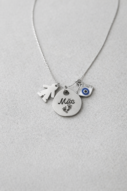 Colar “Mãe & Filho” em Aço Inoxidável