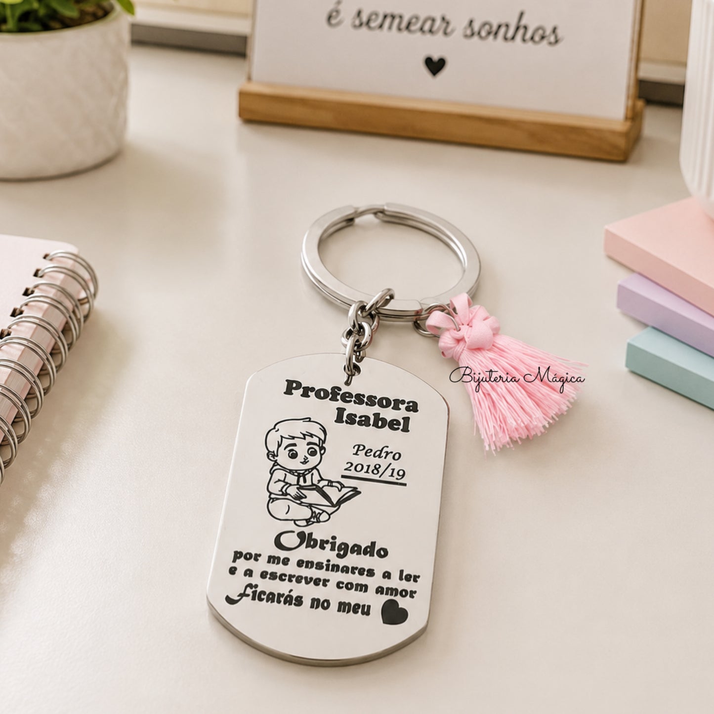 Porta-Chaves Personalizado Professora em Aço