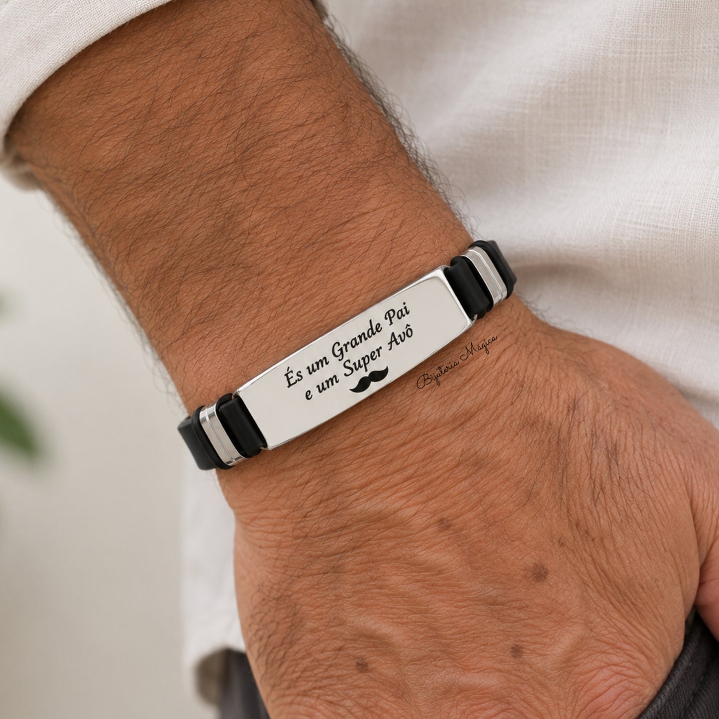 Pulseira Personalizada para Homem em Aço Inoxidável
