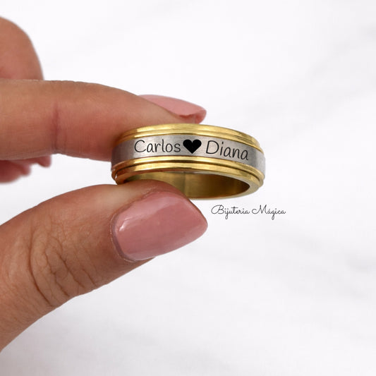 Aliança Personalizada Bicolor