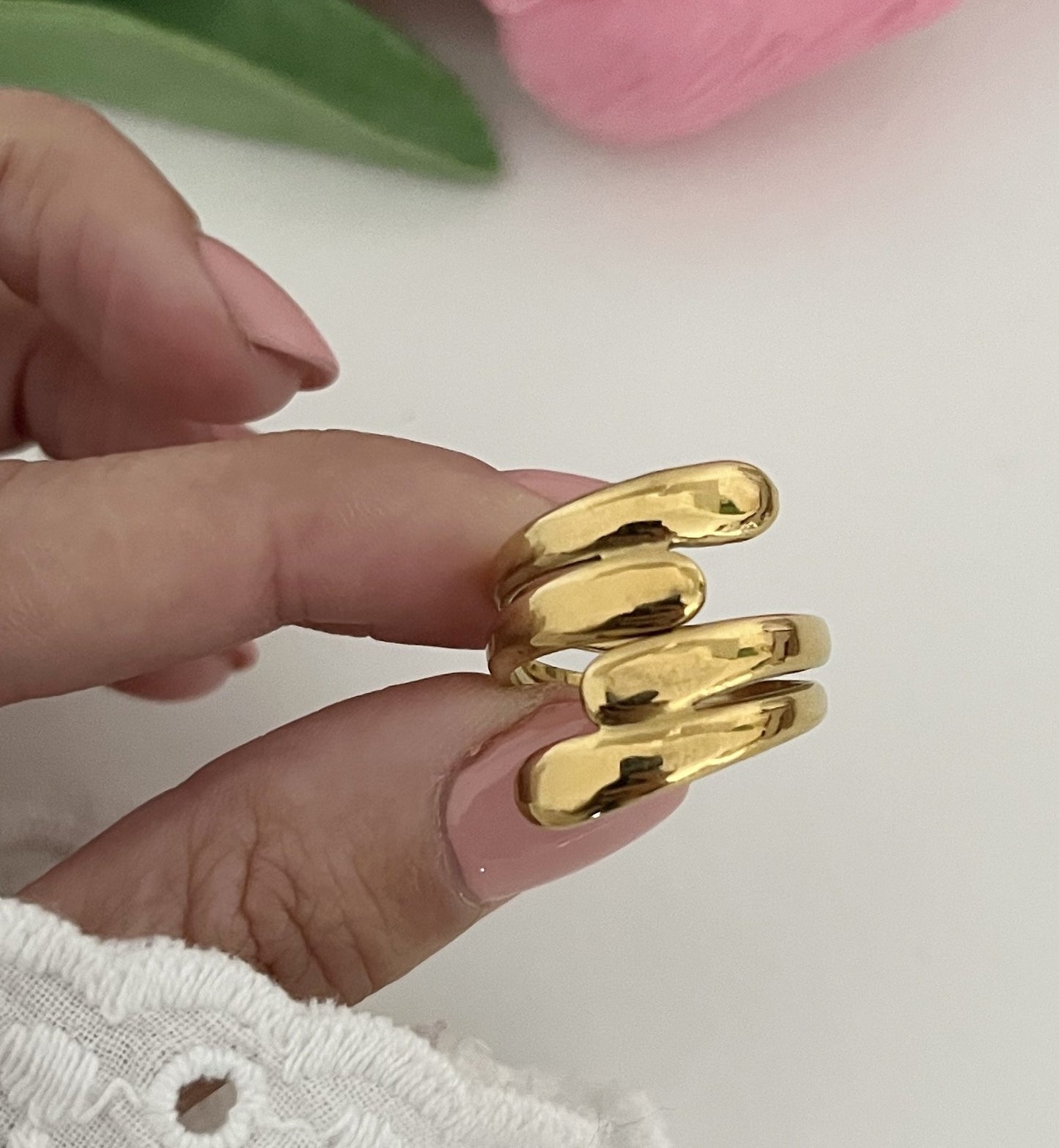 Anel Dourado Ondas