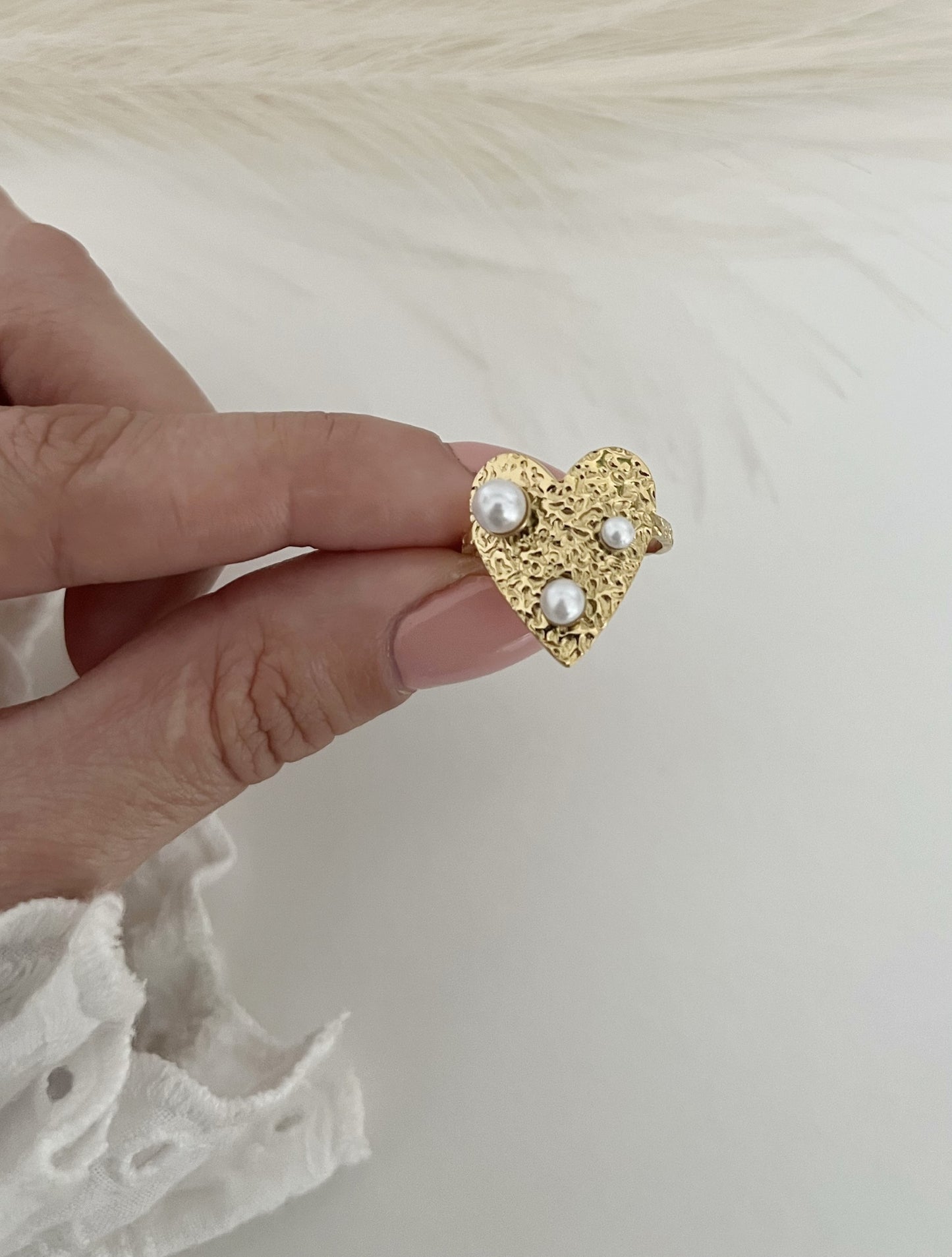 Heart Ring with Pearls