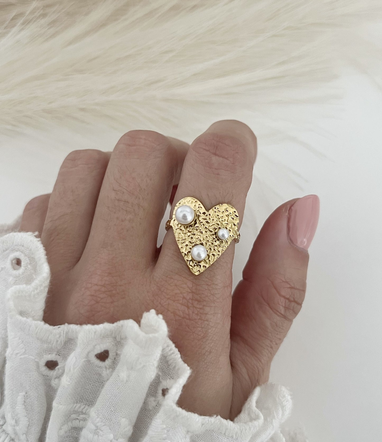 Heart Ring with Pearls