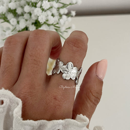 Anel Jardim Prateado