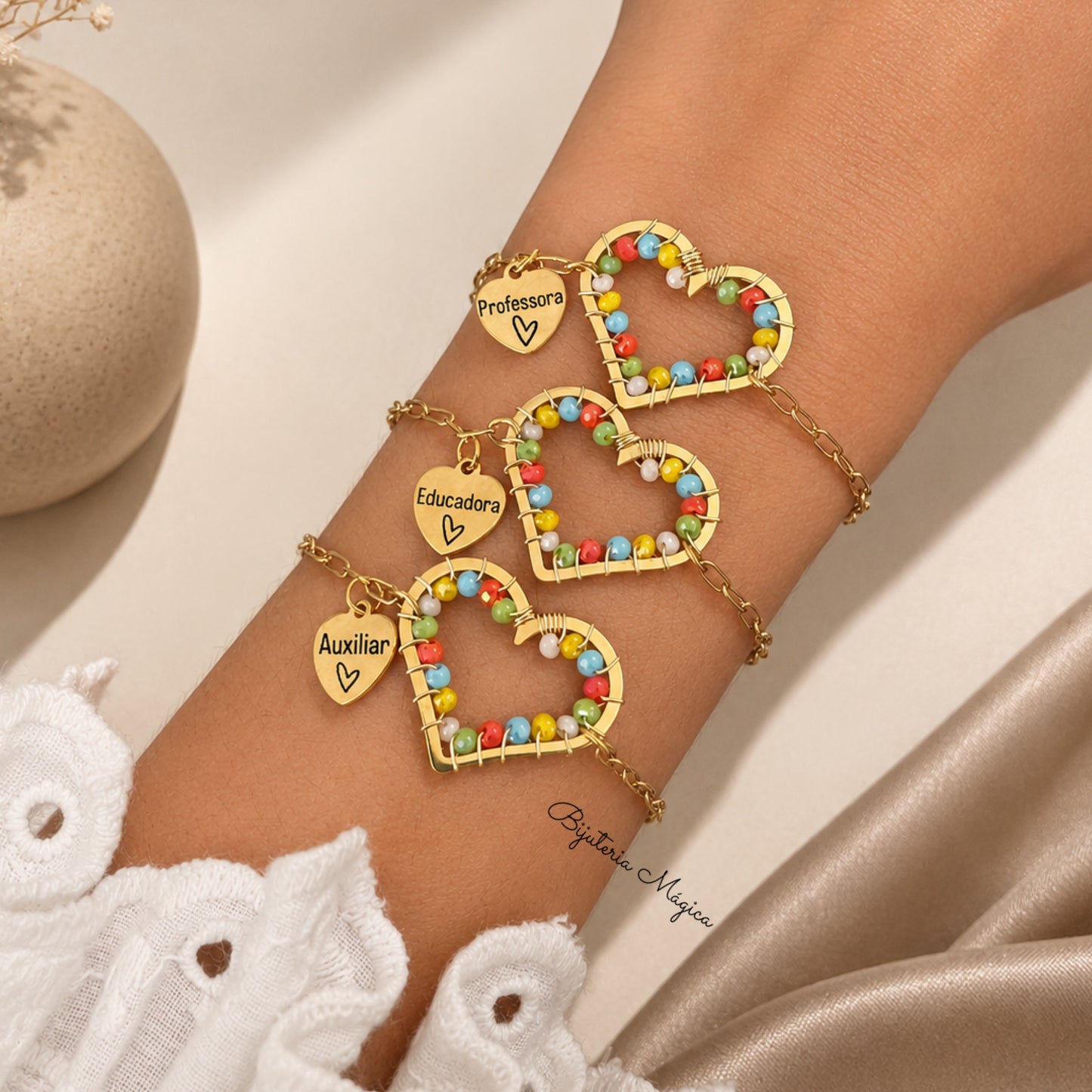 Pulseira Coração Colorido Personalizada