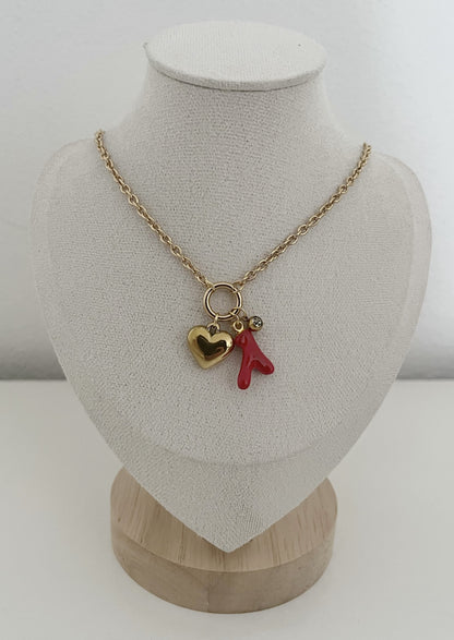 Colar Heart Coral