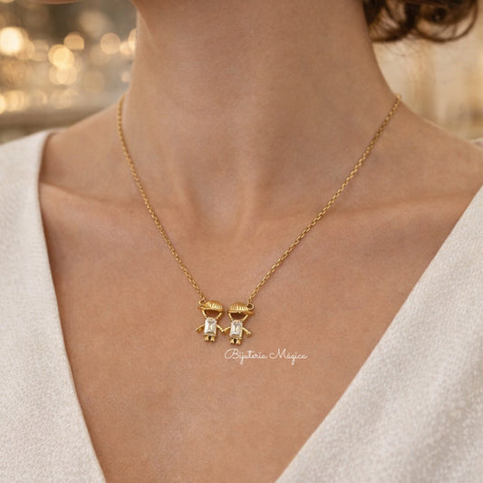 Colar Dois Meninos Dourado