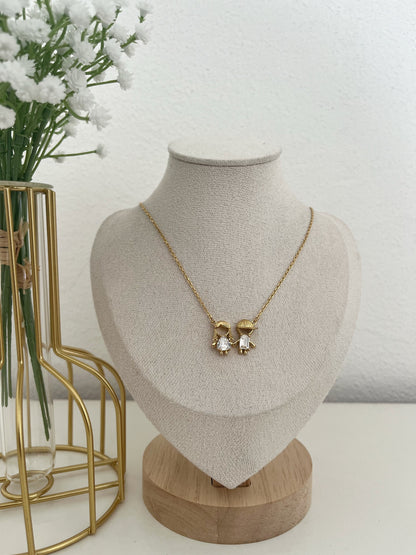 Colar Menina e Menino Dourado