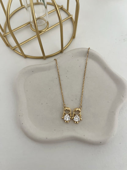 Golden Two Girls Necklace