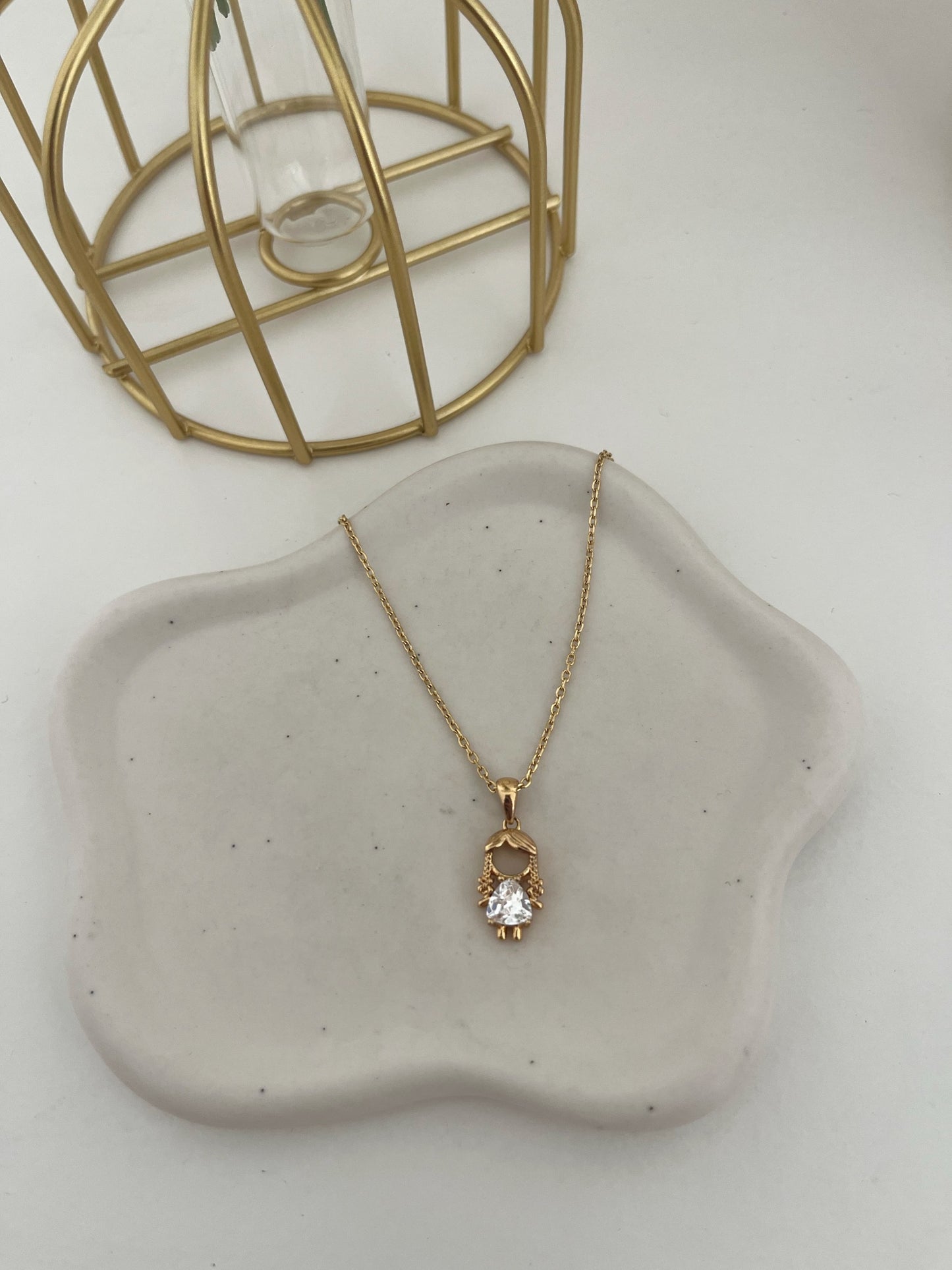 Girl's Gold Necklace with Stone