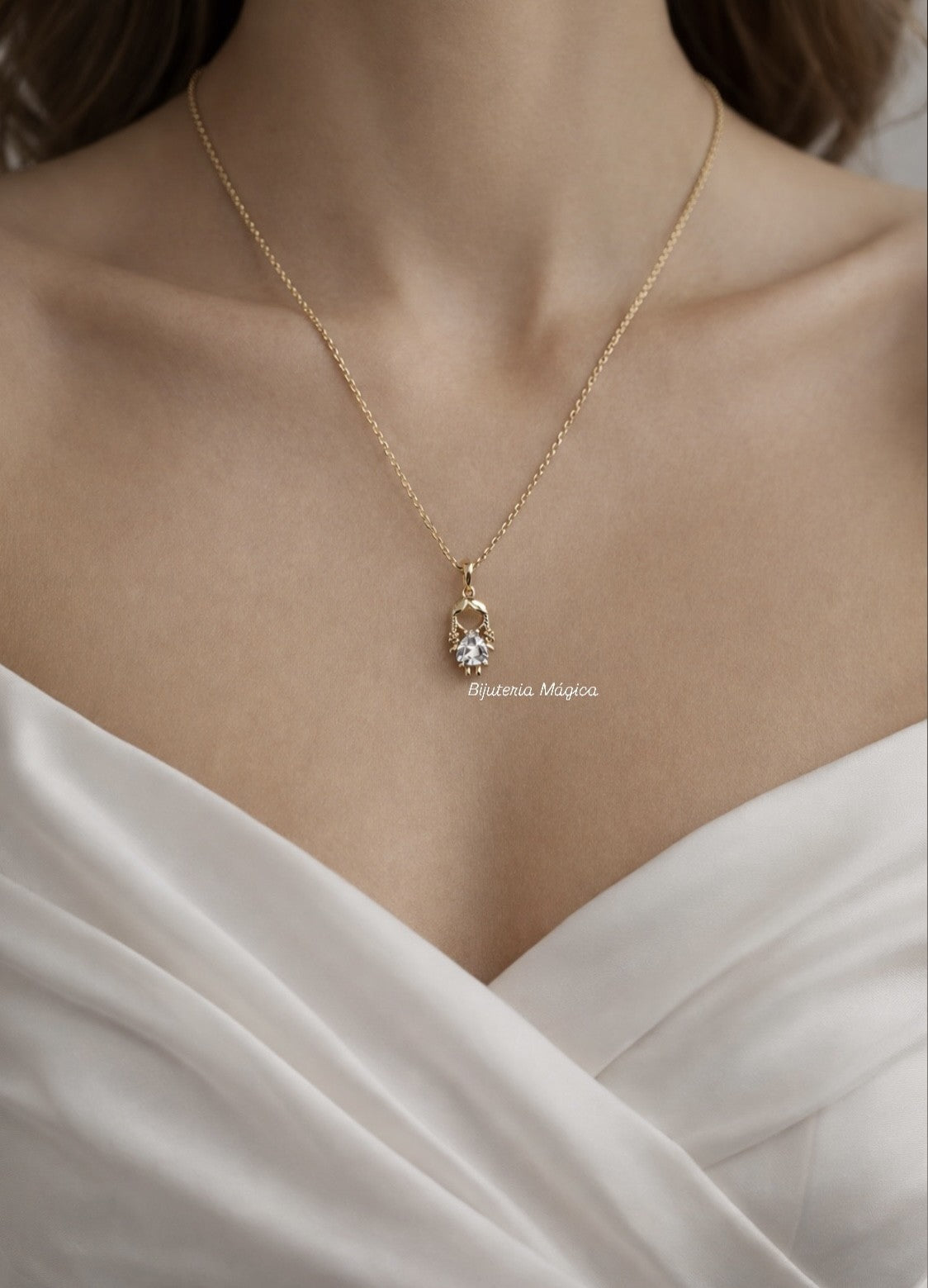 Girl's Gold Necklace with Stone