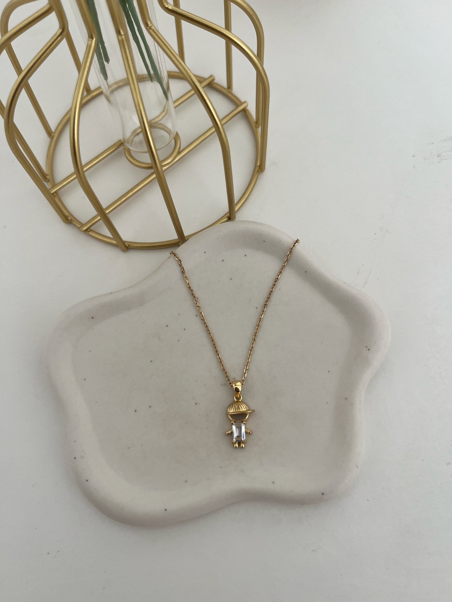 Colar Menino Dourado com Pedra