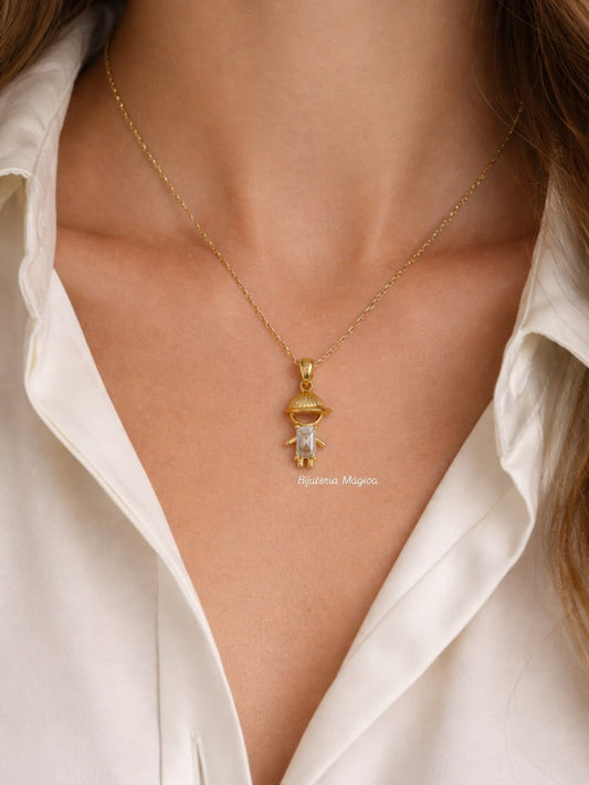 Colar Menino Dourado com Pedra