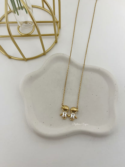 Colar Dois Meninos Dourado
