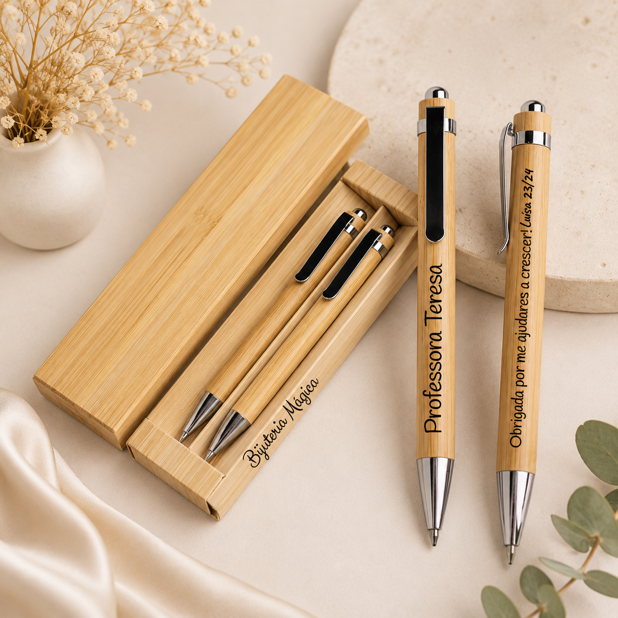 Set de Escrita Personalizado em Bambu
