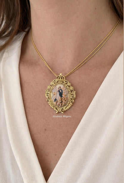 Colar Nossa Senhora (Imaculada Conceição) Vintage Dourado