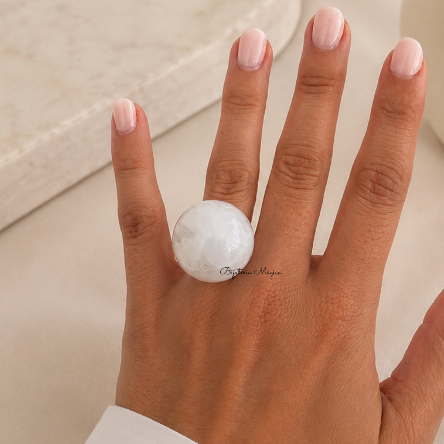 Anel Ajustável Pearl White