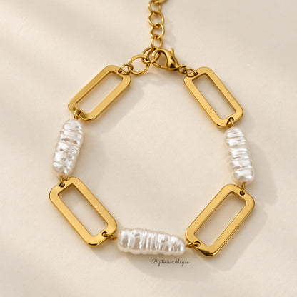 Pulseira Pérola Geométrica