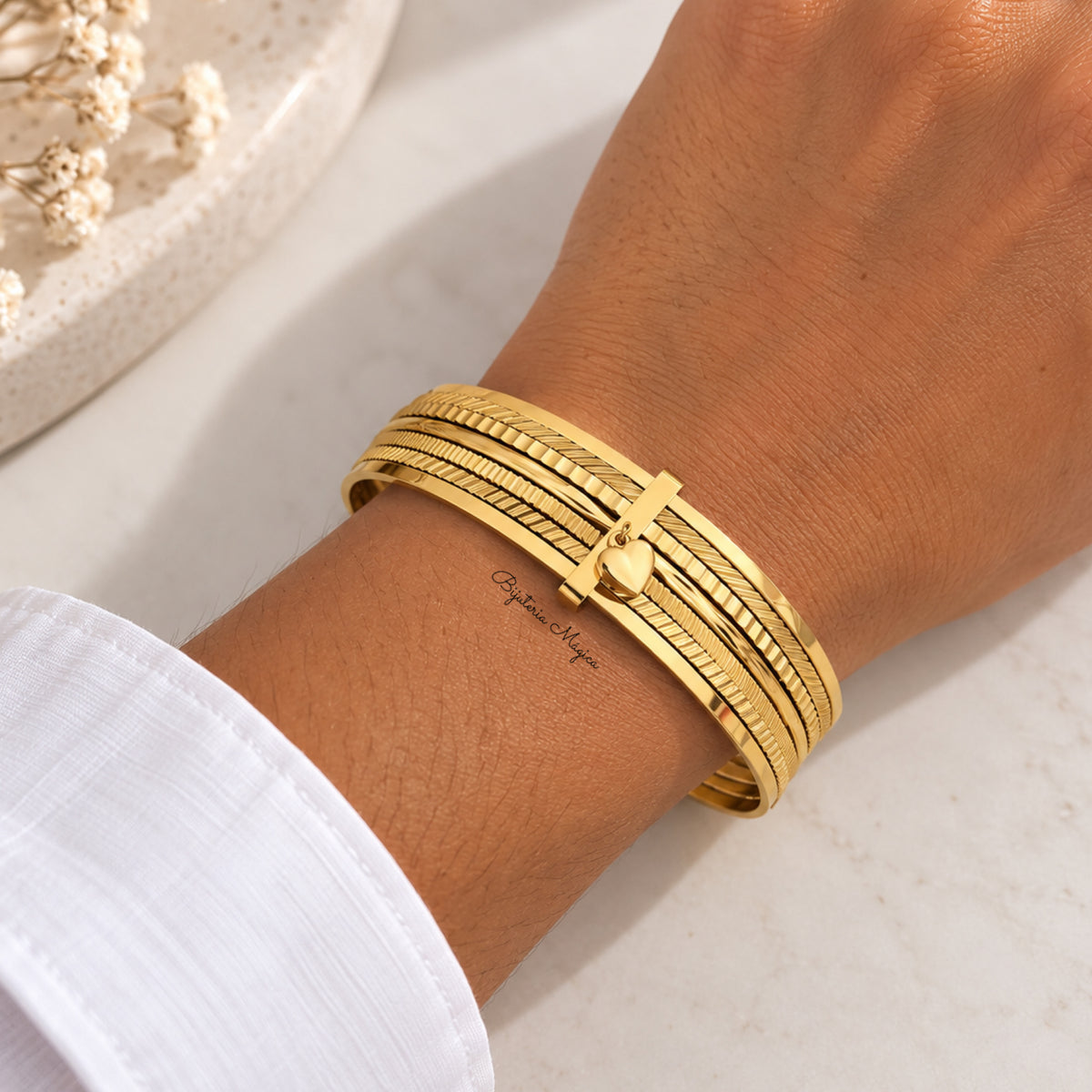 Pulseira 7 Escravas Coração