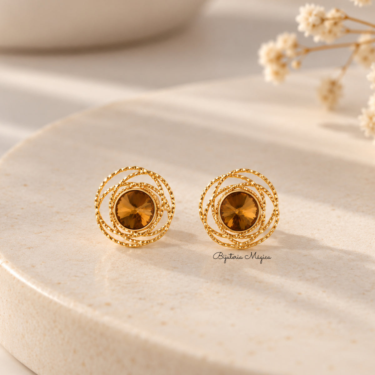 Brincos Âmbar Dourado