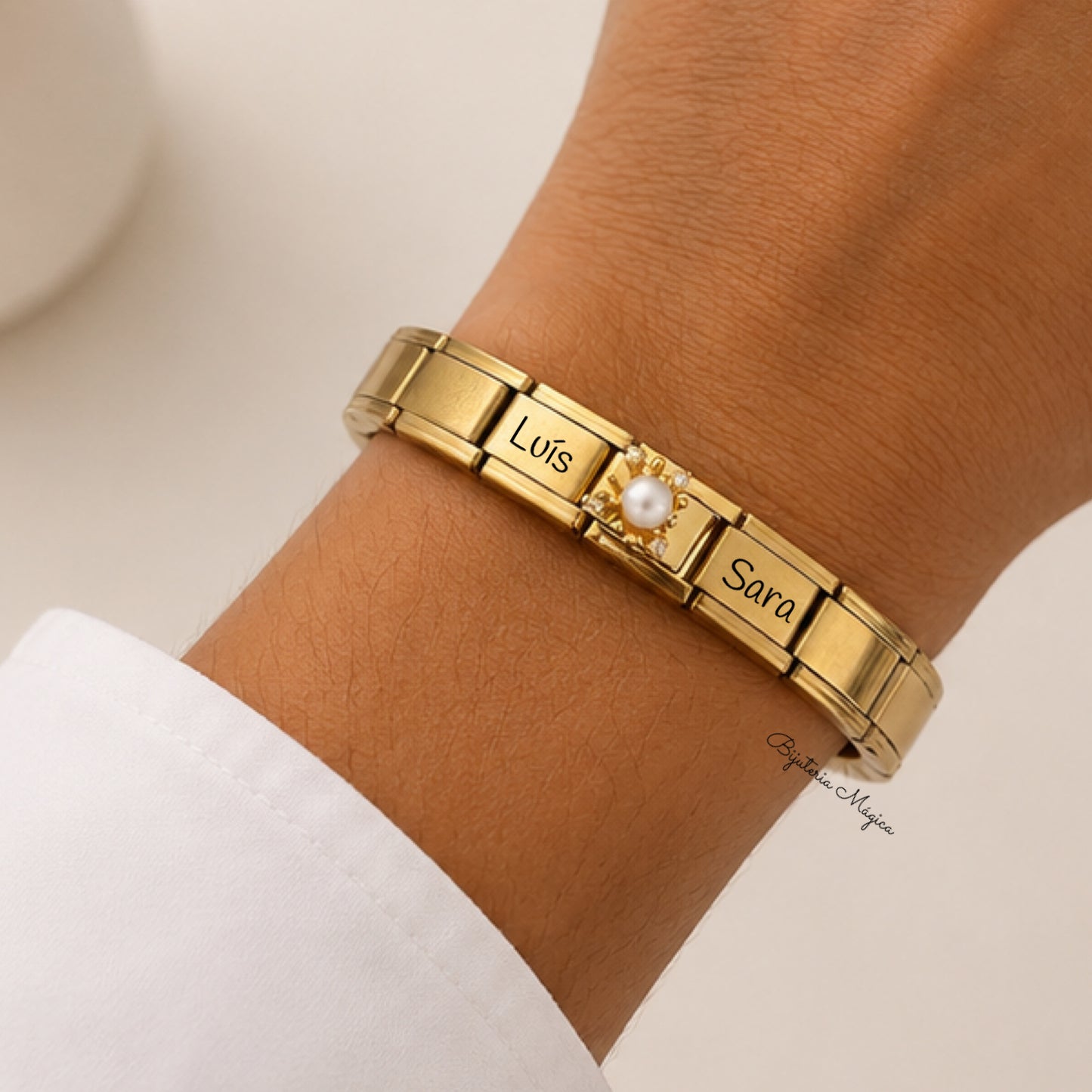 Pulseira Elástica Personalizada Pérola