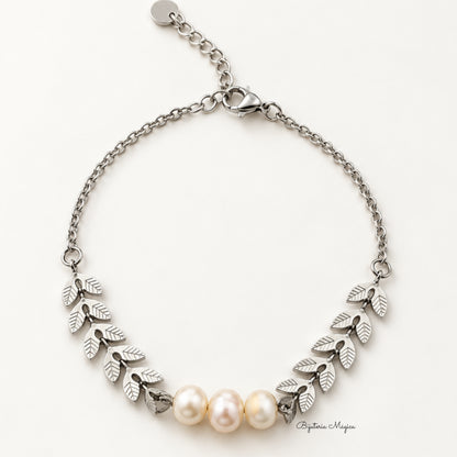 Pulseira Folhas & Pérolas