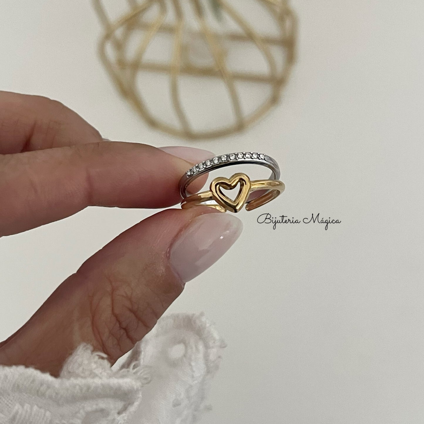 Adjustable Glitter Heart Ring