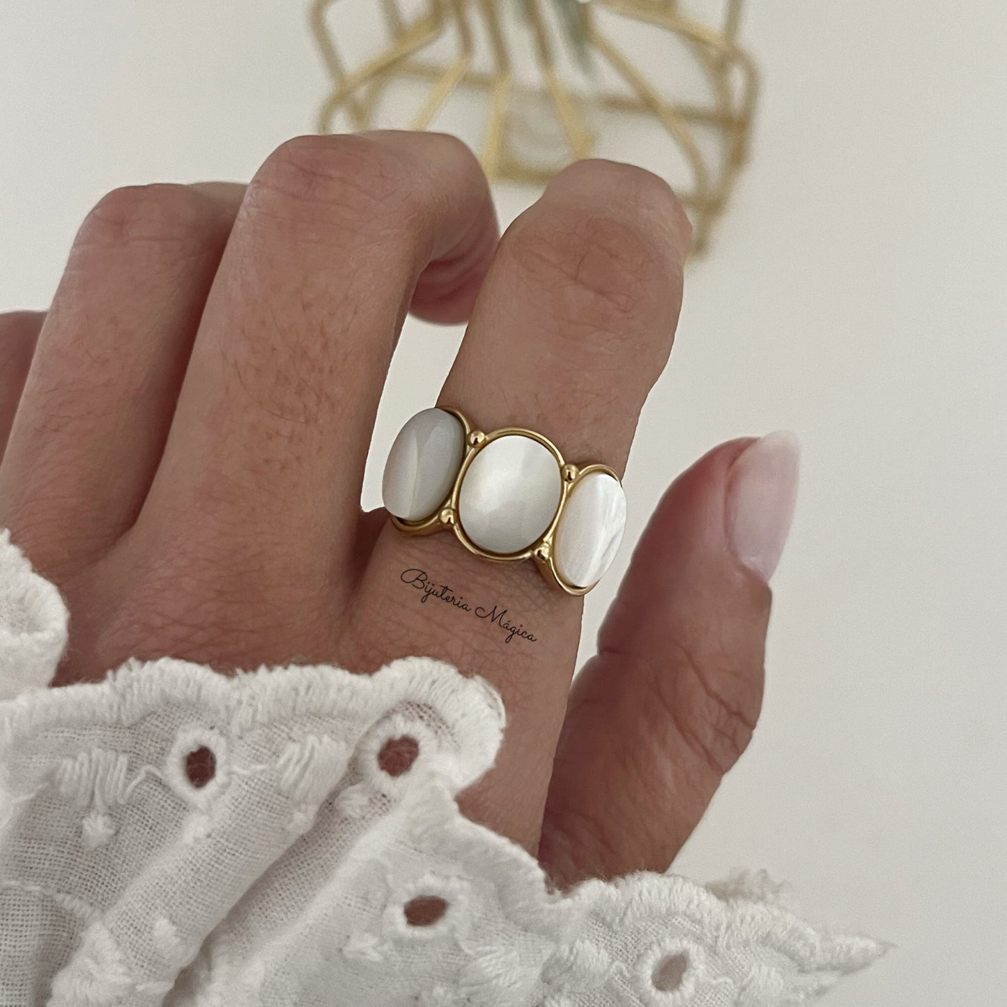 Adjustable Trio Pearl Ring