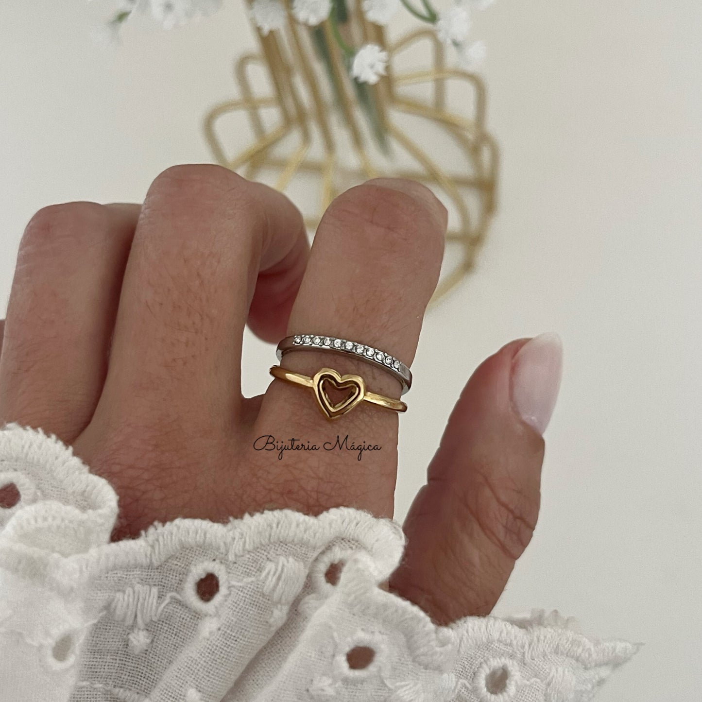Adjustable Glitter Heart Ring
