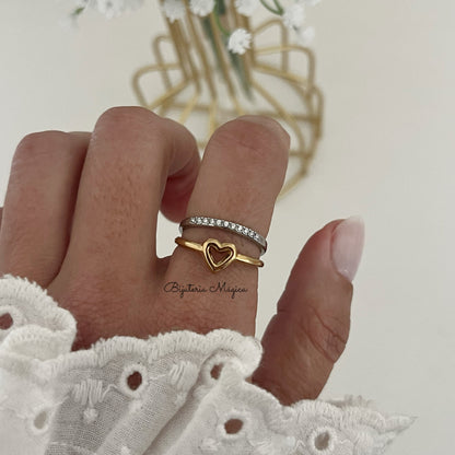 Adjustable Glitter Heart Ring