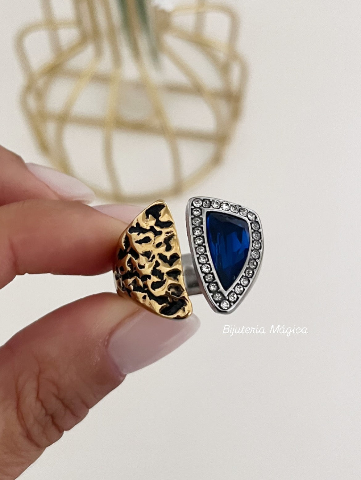 Anel Elegance Azul em Aço