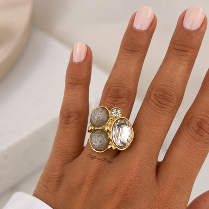 Anel Cristal Dourado