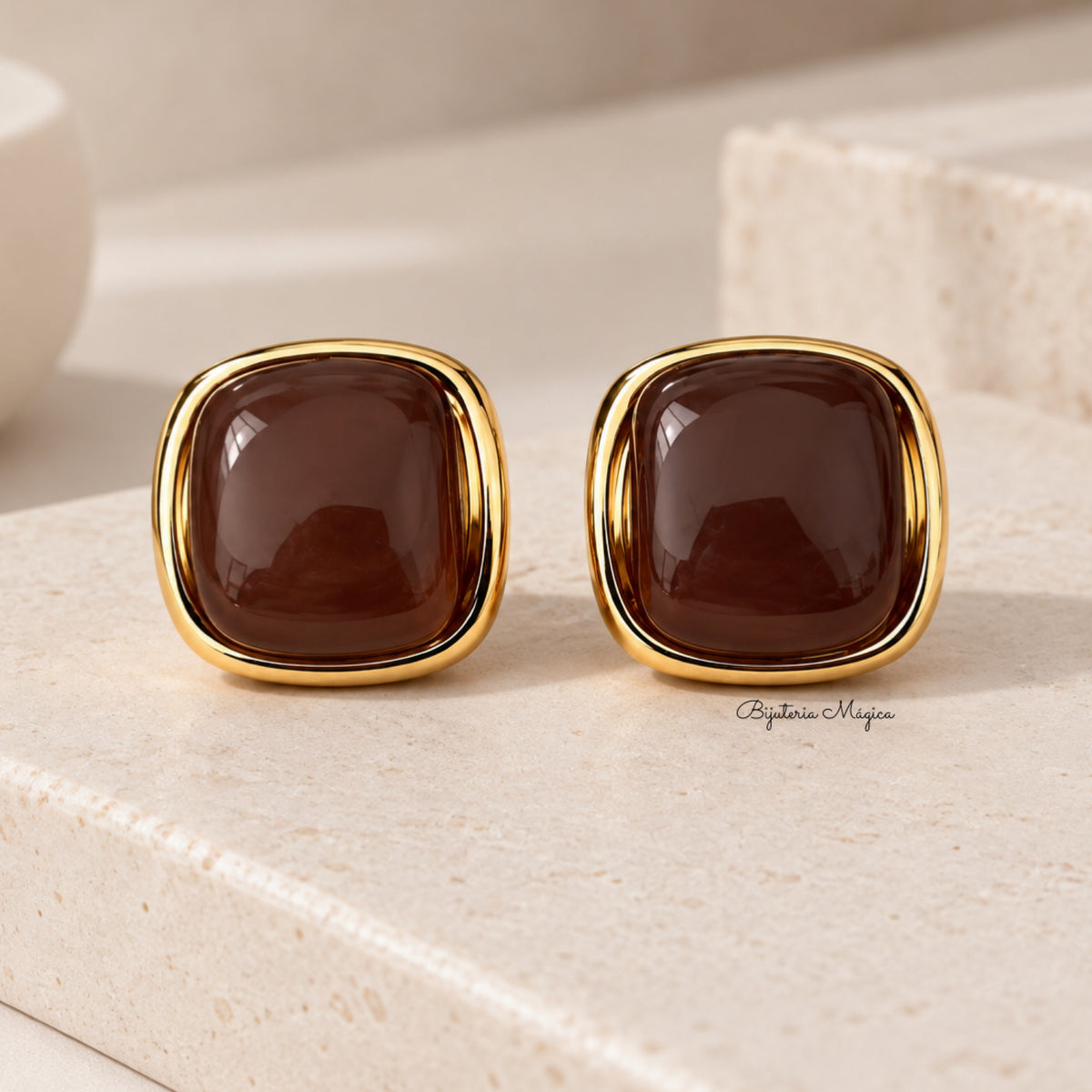 Brincos Âmbar Dourado