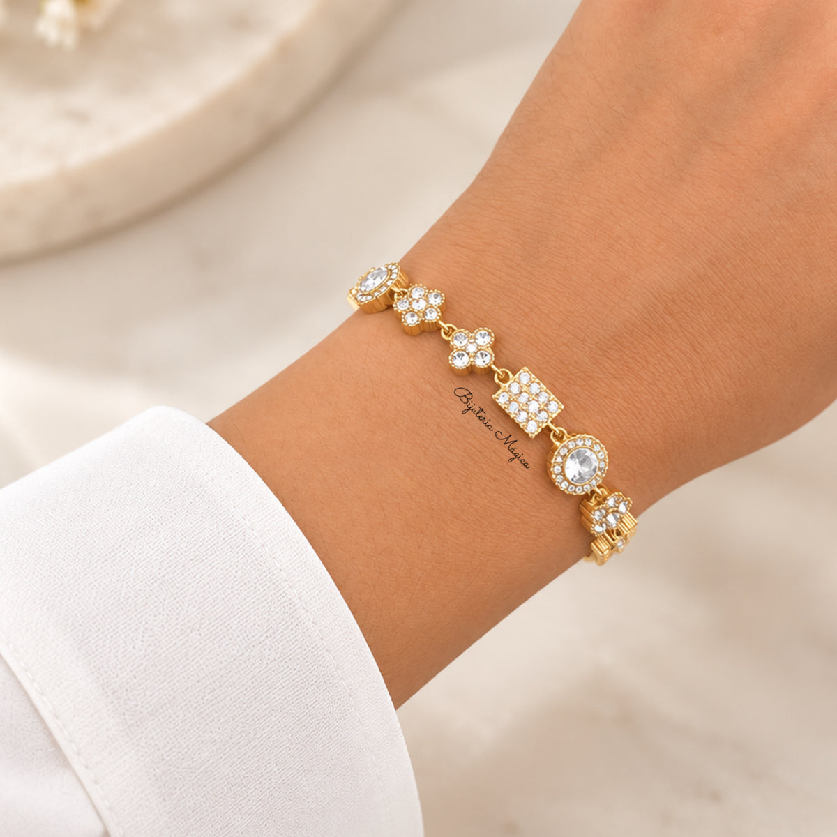 Pulseira Cristal Dourada