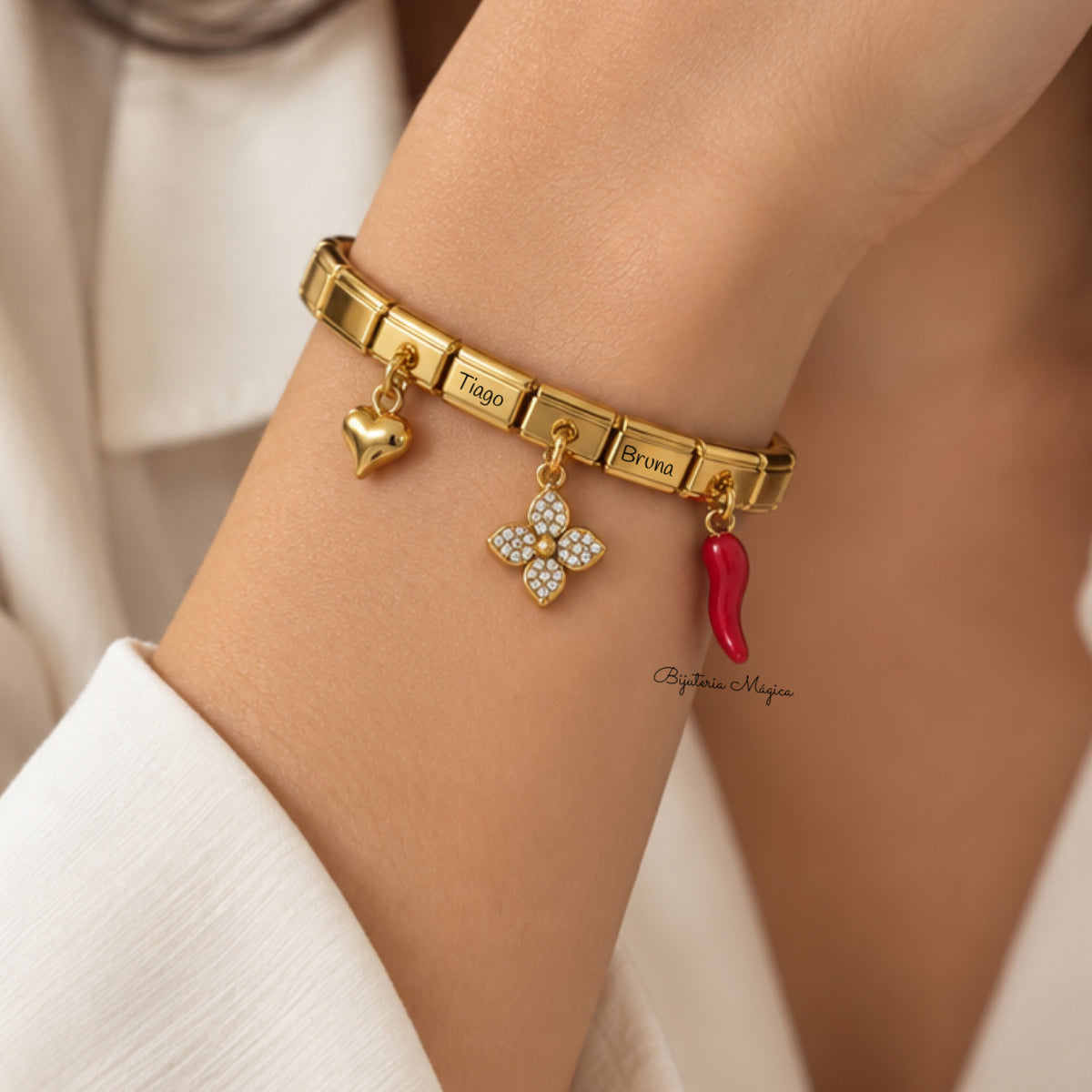 Pulseira Elástica Personalizada com Pendentes
