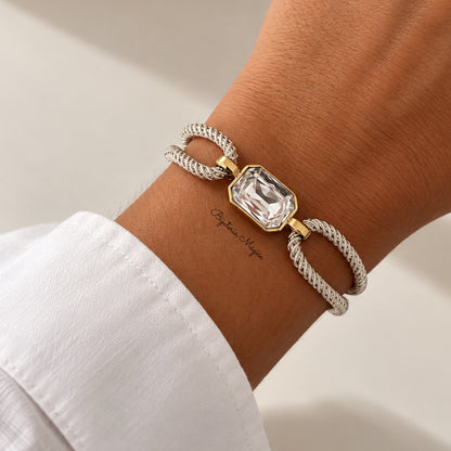 Pulseira Cristal Retangular Bicolor