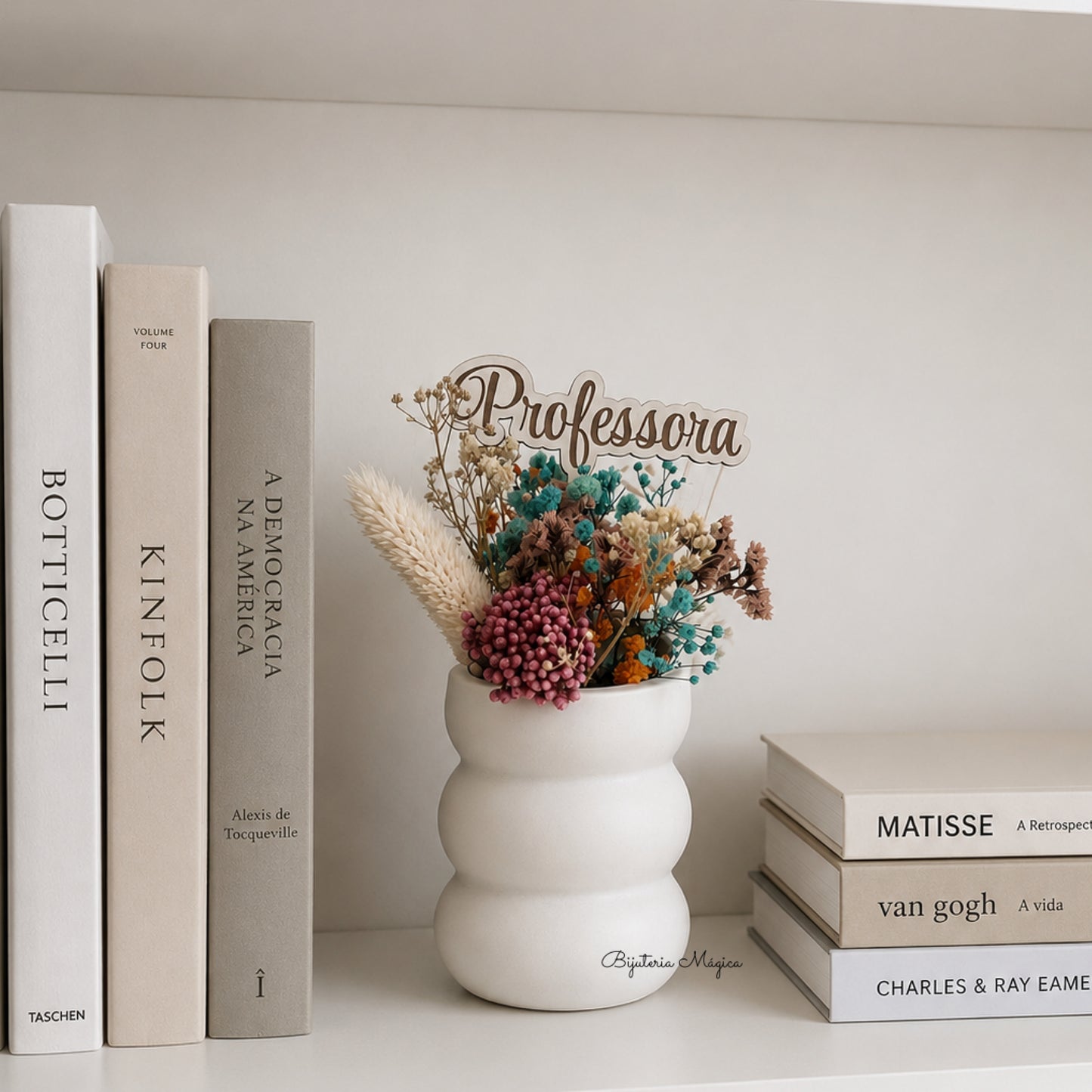 Vaso Decorativo Professora com Flores Naturais