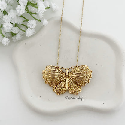 Gold Filigree Butterfly Necklace