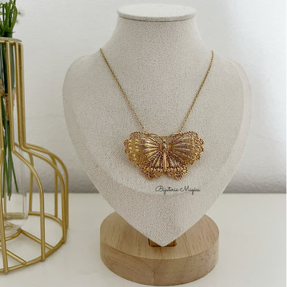 Gold Filigree Butterfly Necklace