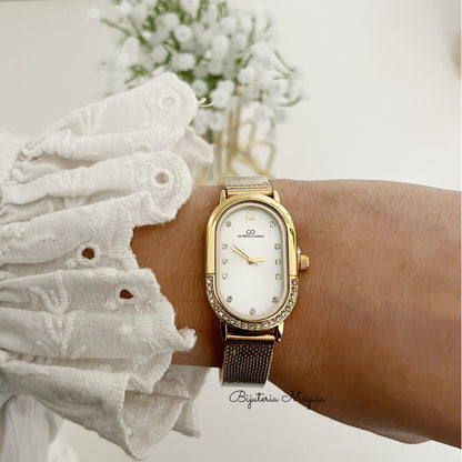 Relógio Elegance Dourado em Aço – Mostrador Branco