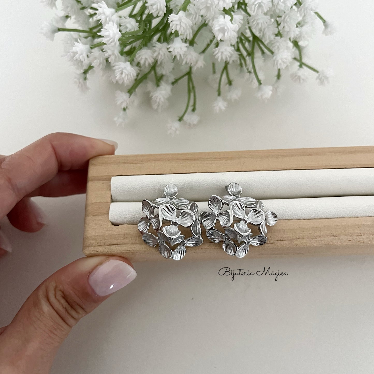 Floral Garden Earrings in Steel