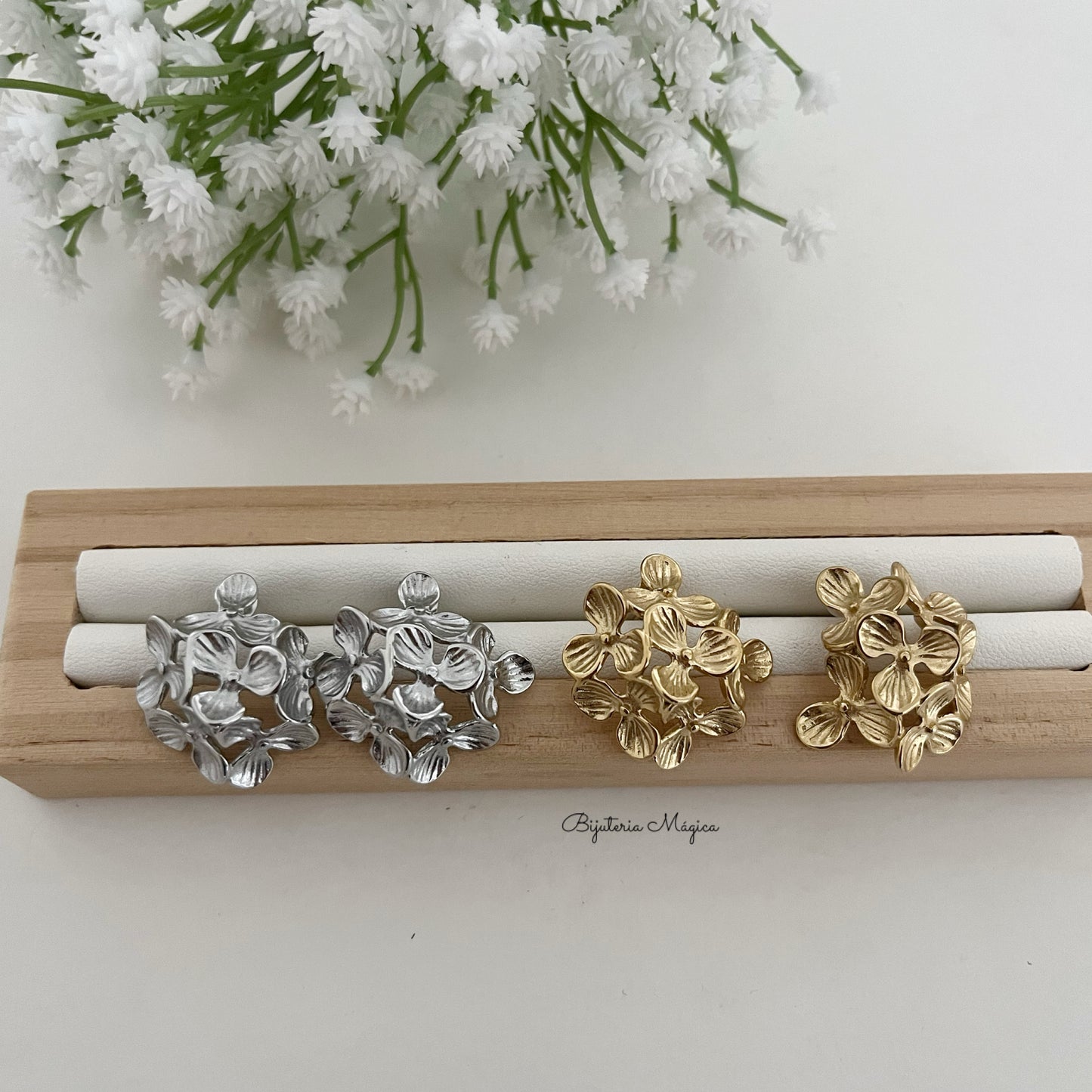 Floral Garden Earrings in Steel