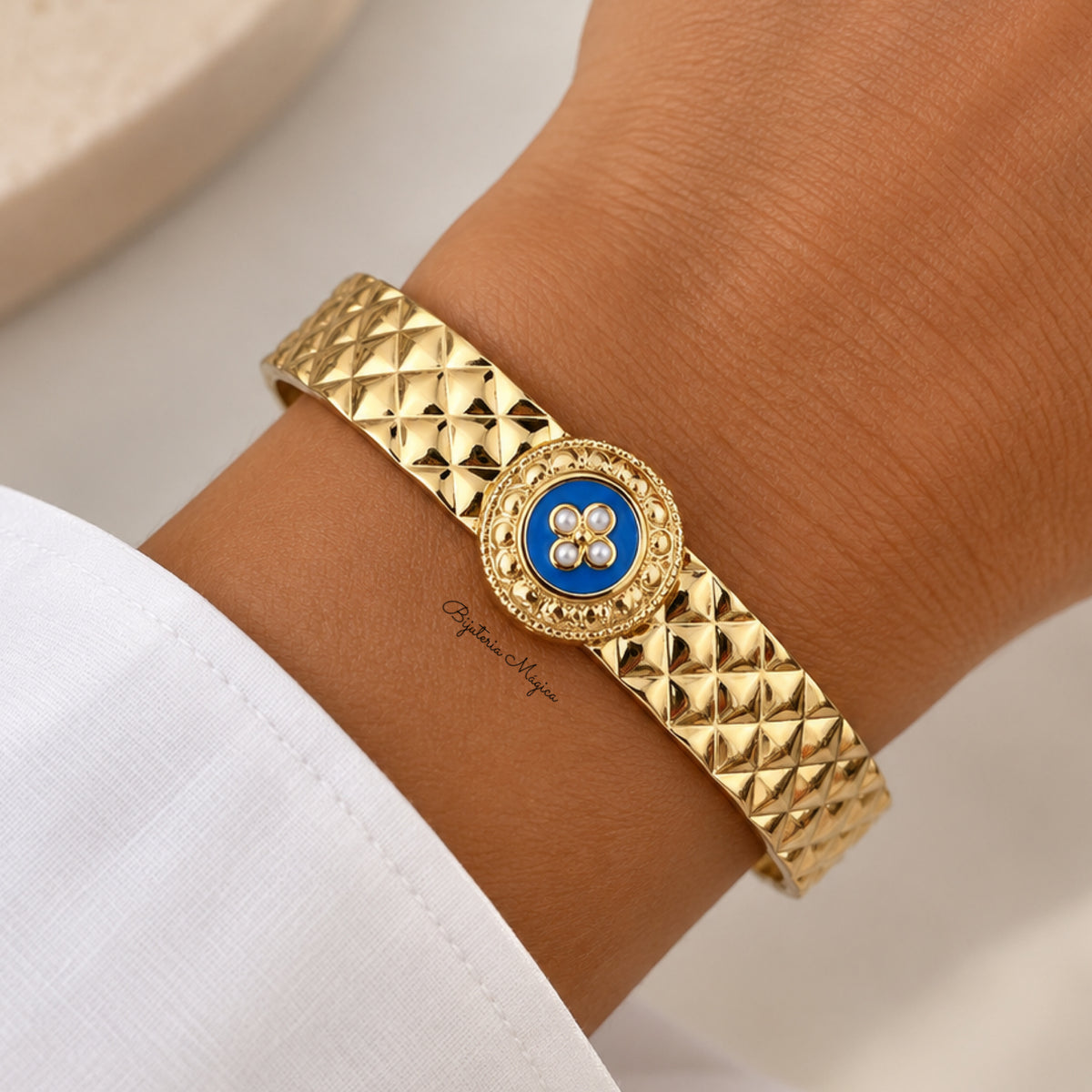 Pulseira Rígida Caramujo Azul